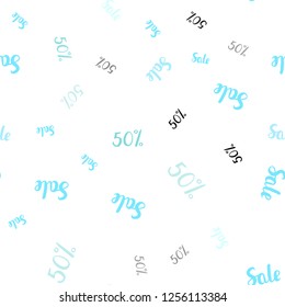 Light Blue, Green vector seamless texture with selling prices 50 %. Abstract illustration with colorful gradient symbols of sales. Backdrop for super sales on Black Friday.