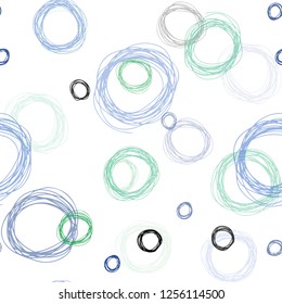 Light Blue, Green vector seamless texture with disks. Blurred bubbles on abstract background with colorful gradient. Pattern for trendy fabric, wallpapers.