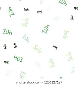 Light Blue, Green vector seamless cover with symbols of 40 % sales. Illustration with signs of sales on abstract template. Design for business ads, commercials.
