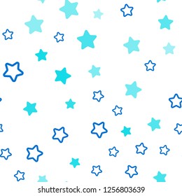 Light Blue, Green vector seamless pattern with christmas stars. Glitter abstract illustration with colored stars. Template for business cards, websites.