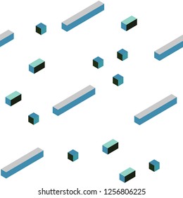 Light Blue, Green vector seamless, isometric background with rectangles. Illustration with set of colorful rectangles. Texture for window blinds, curtains.