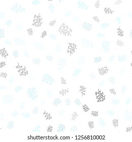 Light Blue, Green vector seamless doodle background with leaves, branches. Colorful abstract illustration with leaves in doodle style. Template for business cards, websites.