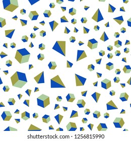 Light Blue, Green vector seamless, isometric template with crystals, squares. Abstract gradient illustration with triangles, cubes. Pattern for design of fabric, wallpapers.