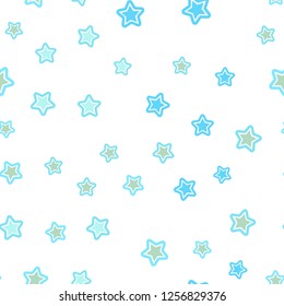 Light Blue, Green vector seamless background with colored stars. Blurred decorative design in simple style with stars. Texture for window blinds, curtains.