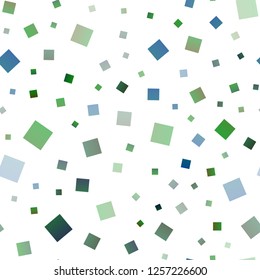 Light Blue, Green vector seamless pattern in square style. Rectangles on abstract background with colorful gradient. Best design for your ad, poster, banner.