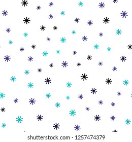 Light Blue, Green vector seamless texture with colored snowflakes. Glitter abstract illustration with crystals of ice. Design for wallpaper, fabric makers.