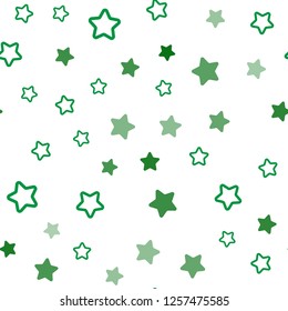 Light Blue, Green vector seamless background with colored stars. Stars on blurred abstract background with gradient. Pattern for design of fabric, wallpapers.