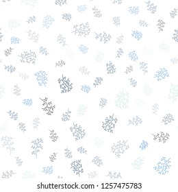 Light Blue, Green vector seamless elegant wallpaper with leaves, branches. An elegant bright illustration with leaves and branches. Pattern for trendy fabric, wallpapers.