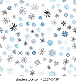 Light Blue, Green vector seamless template with ice snowflakes. Shining colored illustration with snow in christmas style. Pattern for trendy fabric, wallpapers.