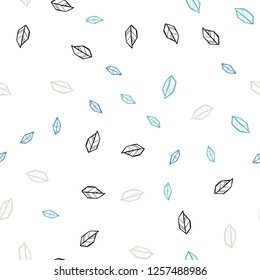 Light Blue, Green vector seamless doodle texture with leaves. New colorful illustration in doodle style with leaves. Template for business cards, websites.