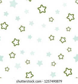 Light Blue, Green vector seamless background with colored stars. Shining colored illustration with stars. Template for business cards, websites.