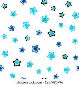 Light Blue, Green vector seamless texture with beautiful stars. Blurred decorative design in simple style with stars. Template for business cards, websites.