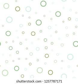 Light Blue, Green vector seamless texture with disks. Modern abstract illustration with colorful water drops. Pattern can be used for futuristic ad, booklets.