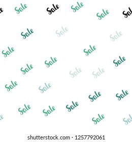 Light Blue, Green vector seamless layout with discount words. Colorful set of  percentage signs in simple style. Pattern for ads, posters, banners of sales.