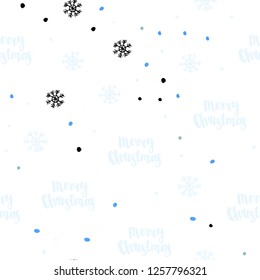 Light Blue, Green vector seamless template with ice snowflakes. Colorful decorative design in xmas style with snow. Pattern for design of window blinds, curtains.