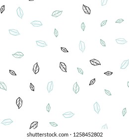 Light Blue, Green vector seamless natural backdrop with leaves. Colorful abstract illustration with leaves in doodle style. Template for business cards, websites.