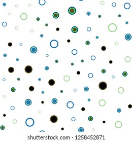 Light Blue, Green vector seamless template with circles. Abstract illustration with colored bubbles in nature style. Pattern for trendy fabric, wallpapers.