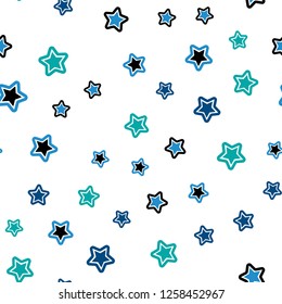 Light Blue, Green vector seamless template with sky stars. Glitter abstract illustration with colored stars. Template for business cards, websites.