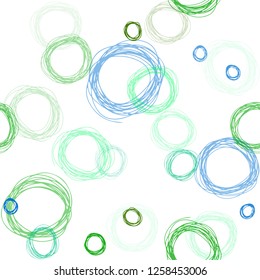 Light Blue, Green vector seamless background with bubbles. Beautiful colored illustration with blurred circles in nature style. Pattern for design of fabric, wallpapers.