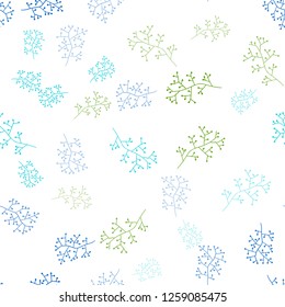 Light Blue, Green vector seamless elegant template with branches. An elegant bright illustration with leaves and branches. Pattern for design of fabric, wallpapers.