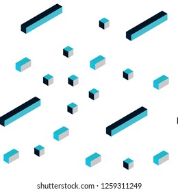 Light Blue, Green vector seamless, isometric layout with lines, rectangles. Decorative design in abstract style with rectangles. Texture for window blinds, curtains.