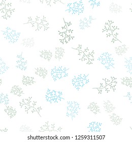 Light Blue, Green vector seamless doodle layout with branches. Glitter abstract illustration with leaves and branches. Design for textile, fabric, wallpapers.