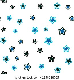 Light Blue, Green vector seamless texture with beautiful stars. Blurred decorative design in simple style with stars. Texture for window blinds, curtains.