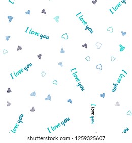 Light Blue, Green vector seamless layout with sweet hearts. Illustration with hearts in love concept for valentine's day. Pattern can be used for valentine's ad, booklets.