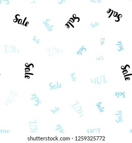 Light Blue, Green vector seamless pattern with 40 percentage signs. Colored words of sales with gradient on white background. Backdrop for super sales on Black Friday.