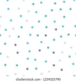 Light Blue, Green vector seamless layout with bright snowflakes. Modern geometrical abstract illustration with snowflakes. Texture for window blinds, curtains.