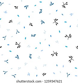 Light Blue, Green vector seamless doodle background with leaves. Blurred decorative design in Indian style with leaves. Template for business cards, websites.