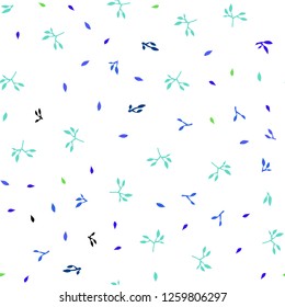 Light Blue, Green vector seamless elegant wallpaper with leaves. Colorful abstract illustration with leaves in doodle style. Trendy design for wallpaper, fabric makers.