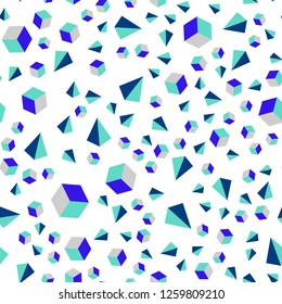 Light Blue, Green vector seamless, isometric cover with triangles, rectangles. Glitter abstract illustration with squares, lines. Texture for window blinds, curtains.