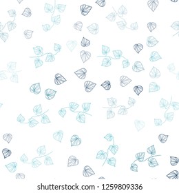 Light Blue, Green vector seamless abstract backdrop with leaves. An elegant bright illustration with leaves in Natural style. Design for textile, fabric, wallpapers.