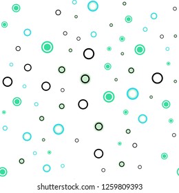 Light Blue, Green vector seamless layout with circle shapes. Blurred decorative design in abstract style with bubbles. Design for textile, fabric, wallpapers.