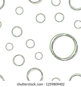 Light Blue, Green vector seamless texture with disks. Glitter abstract illustration with blurred drops of rain. Design for wallpaper, fabric makers.