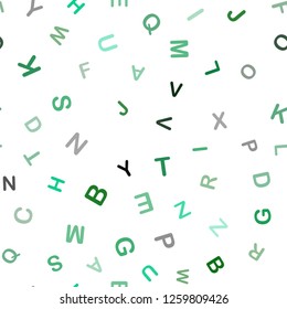Light Blue, Green vector seamless template with isolated letters. Modern geometrical illustration with ABC english symbols. Design for textile, fabric, wallpapers.