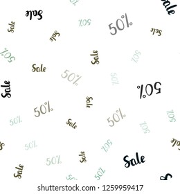 Light Blue, Green vector seamless template with 50% selling. Colorful set of  percentage signs in simple style. Backdrop for mega promotions, discounts.