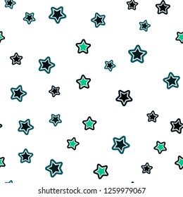 Light Blue, Green vector seamless background with colored stars. Decorative shining illustration with stars on abstract template. Texture for window blinds, curtains.