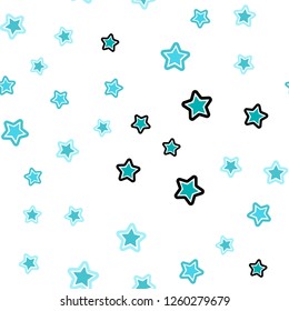 Light Blue, Green vector seamless cover with small and big stars. Blurred decorative design in simple style with stars. Design for textile, fabric, wallpapers.