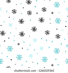 Light Blue, Green vector seamless cover with beautiful snowflakes. Shining colorful illustration with snow on abstract template. Pattern for trendy fabric, wallpapers.