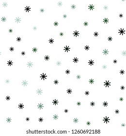 Light Blue, Green vector seamless layout with bright snowflakes. Glitter abstract illustration with crystals of ice. Design for wallpaper, fabric makers.