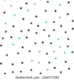 Light Blue, Green vector seamless cover with beautiful snowflakes. Shining colorful illustration with snow on abstract template. Pattern for trendy fabric, wallpapers.