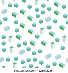 Light Blue, Green vector seamless, isometric texture in rectangular style. Illustration with set of colorful rectangles. Design for textile, fabric, wallpapers.