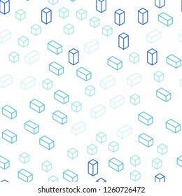 Light Blue, Green vector seamless, isometric pattern in square style. Beautiful illustration with rectangles and squares. Texture for window blinds, curtains.