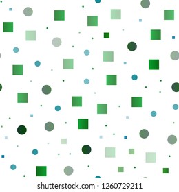 Light Blue, Green vector seamless texture with disks, rectangles. Abstract illustration with colorful circles, rectangles. Pattern for design of window blinds, curtains.