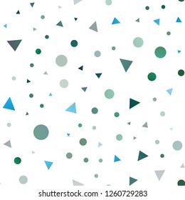 Light Blue, Green vector seamless cover in polygonal style with circles. Beautiful illustration with circles, triangles in nature style. Trendy design for wallpaper, fabric makers.