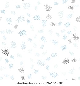 Light Blue, Green vector seamless natural artwork with leaves, branches. Sketchy doodles on white background. Pattern for trendy fabric, wallpapers.