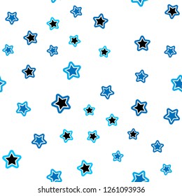 Light Blue, Green vector seamless cover with small and big stars. Decorative shining illustration with stars on abstract template. Pattern for trendy fabric, wallpapers.