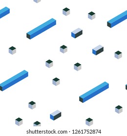 Light Blue, Green vector seamless, isometric pattern in square style. Beautiful illustration with rectangles and squares. Pattern for trendy fabric, wallpapers.